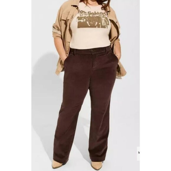 Torrid Brown Corduroy Comfort Flex High Rise Boot Cut Trouser Jean 22R EUC - Picture 1 of 10